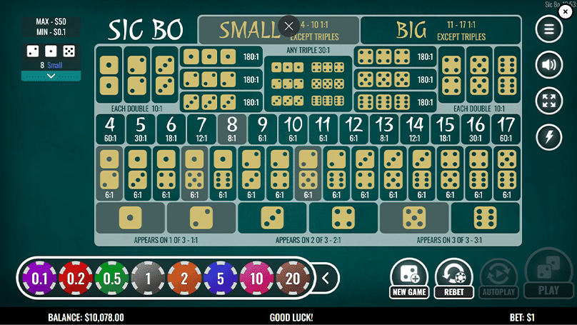 Digital Sic Bo at WinOwn Online Casino